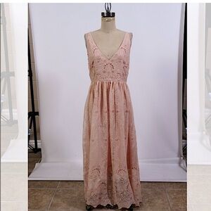 ANTHROPOLOGIE: Pink Eyelet Maxi Dress